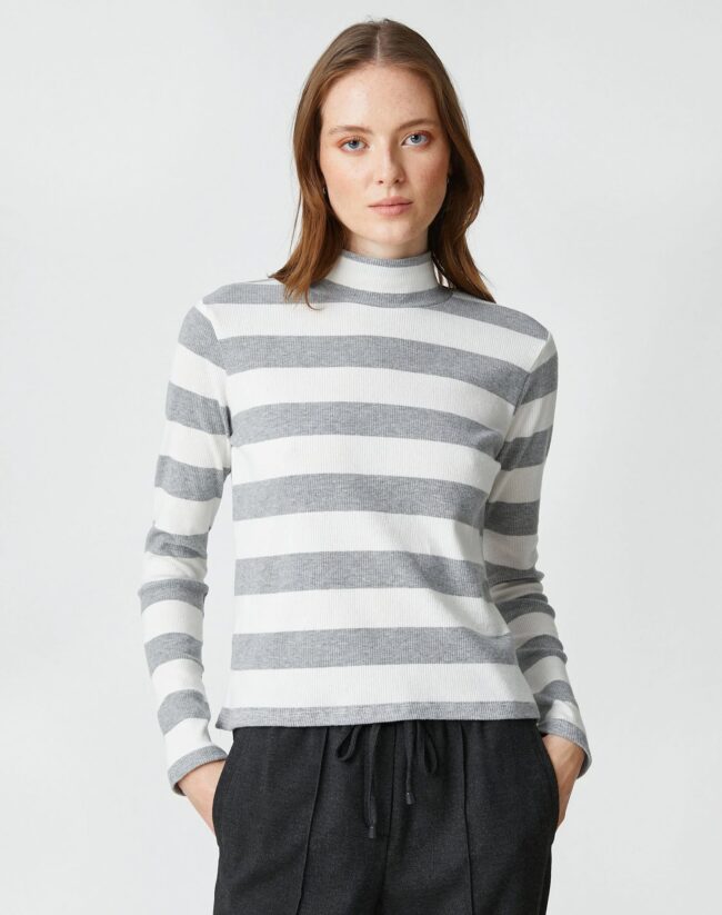 Half Corduroy Long Sleeved T-Shirt - Image 3